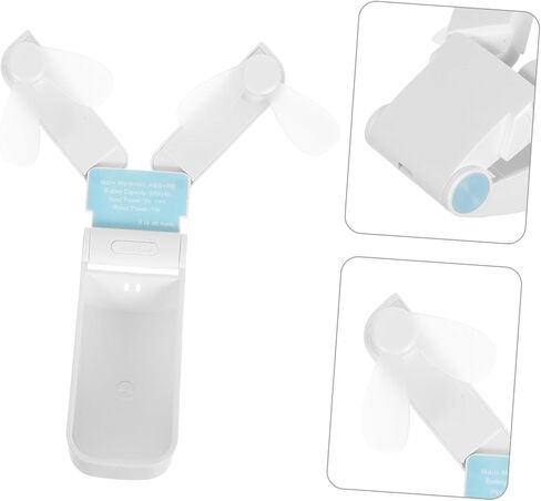 مروحة USB صغيرة قابلة للطي برأسين، مروحة تبريد مدمجة محمولة مع أوضاع هواء، خفيفة الوزن، تصميم بلاستيكي هادئ للسفر في الهواء الطلق، استخدام سطح المكتب باللون الأبيض in Saudi Arabia