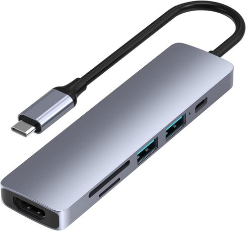 Powered USB c hub 4K 6in1 Docking Station with USB C Port Charging HDMI Adapter USB 3.0 HDMI Port Type C Hub Multiport Adapter for MacBook Mac Air/Pro iPad Laptop and Other USB C Devices…… in Saudi Arabia