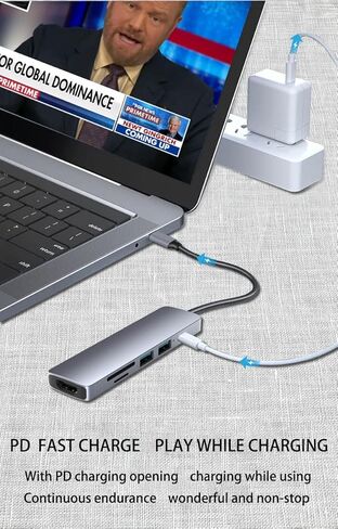 Powered USB c hub 4K 6in1 Docking Station with USB C Port Charging HDMI Adapter USB 3.0 HDMI Port Type C Hub Multiport Adapter for MacBook Mac Air/Pro iPad Laptop and Other USB C Devices…… in Saudi Arabia