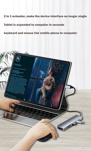 Powered USB c hub 4K 6in1 Docking Station with USB C Port Charging HDMI Adapter USB 3.0 HDMI Port Type C Hub Multiport Adapter for MacBook Mac Air/Pro iPad Laptop and Other USB C Devices…… in Saudi Arabia
