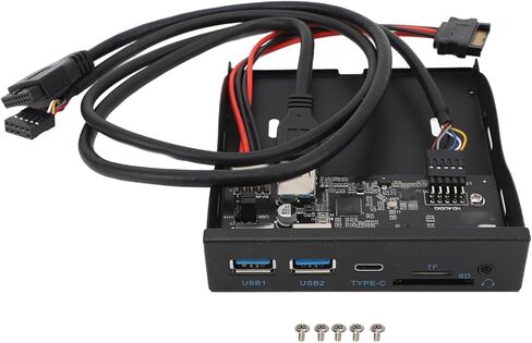 لوحة محرك الأقراص المرنة AYNEFY USB3.2 Gen1 Type C، توصيل وتشغيل 5 جيجابت في الثانية، محور أمامي 3.5 بوصة مع 2 USB3.0، USB C، صوت عالي الدقة، قارئ SD TF، محول أمامي 19 سنًا لـ 7، 8، 10، 11، 2003، OS X، in Kuwait