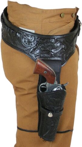 .44/.45 Cal Western Gun Holster with Belt – Full Grain Leather Cowboy Rig – Fits Heritage Rough Rider, Wrangler, Colt SAA, Vaquero – Fits 4" to 6.5" Barrel Revolvers in Saudi Arabia