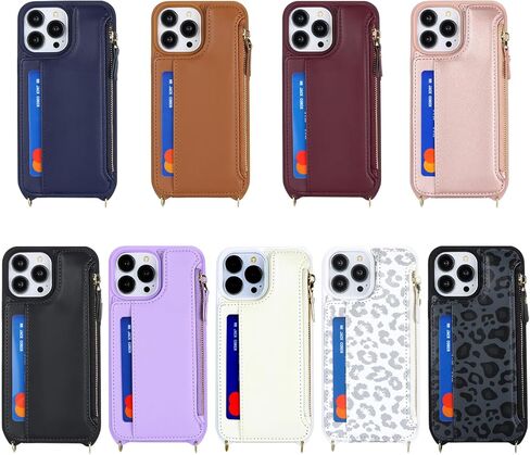 iPhone 12 Pro Max case with Credit Card Holder Phone Lanyard mag safe for Women, iPhone 12 Pro Max Phone Leather Case with Zipper Wallet Compatible Wallet Case-White Leopard in Kuwait