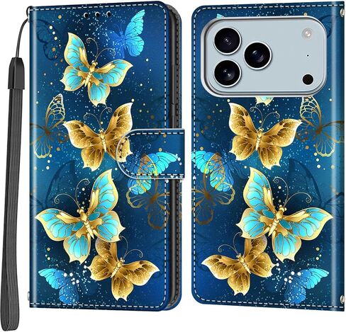 حافظة محفظة لهاتف iPhone 17 Pro، [مسند] حامل 3 بطاقات [غلاف داخلي من مادة TPU مقاوم للصدمات]، غطاء قلاب واقٍ مغناطيسي من جلد البولي يوريثان مقاس 6.3 بوصات، زهرة سوداء in Saudi Arabia