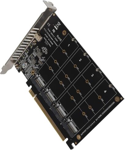 aqxreight A CardM.2 محول مزدوج M.2 PCIE A بطاقة 4 منافذ M.2 NVMe SSD إلى PCIE X16 M مفتاح محول القرص الصلب بطاقة توسيع قارئ PH44 من إمكانية فتح البطاقة قادرة على توسيع البطاقة (ph44) in Kuwait