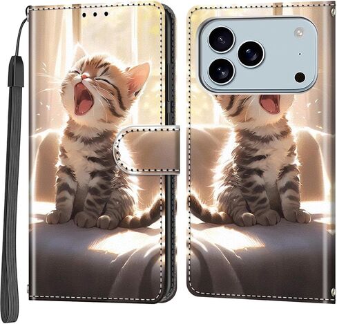 حافظة محفظة لهاتف iPhone 17 Pro، [مسند] حامل 3 بطاقات [غلاف داخلي من مادة TPU مقاوم للصدمات]، غطاء قلاب واقٍ مغناطيسي من جلد البولي يوريثان مقاس 6.3 بوصات، زهرة سوداء in Saudi Arabia