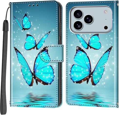 حافظة محفظة لهاتف iPhone 17 Pro، [مسند] حامل 3 بطاقات [غلاف داخلي من مادة TPU مقاوم للصدمات]، غطاء قلاب واقٍ مغناطيسي من جلد البولي يوريثان مقاس 6.3 بوصات، زهرة سوداء in Saudi Arabia