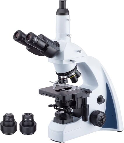 AmScope 40X-1000X مجهر Darkfield المصحح بما لا نهاية مع إضاءة LED Koehler وقطعة أنف خماسية in Kuwait