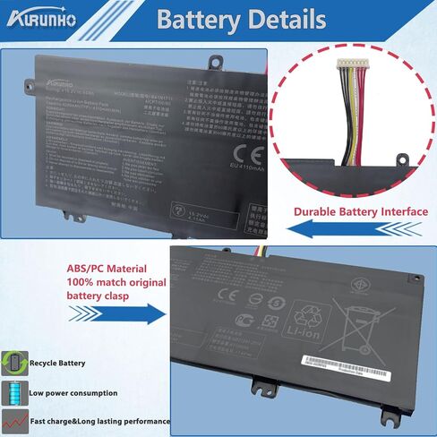 B41N1711 64Wh Laptop Battery Replacement for Asus FX503VD FX503VM FX63V FX63VD FX63VM ROG Strix GL703GE GL503VD GL503VM ZX63V PX705G TUF705DT TUF765DT Series 15.2V (Long Line) in Saudi Arabia