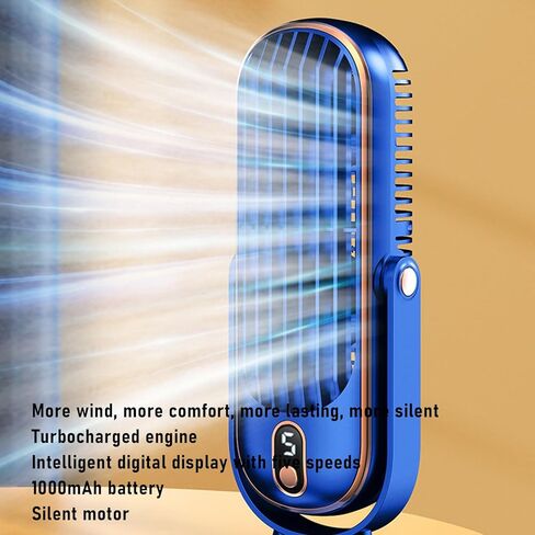 AYNEFY Desk Fan Tower Fan USB Rechargeable Dual Fans 5 Speeds with LED Display & 1000mAh Battery for Home Office Bedroom Dorm (Blue) in Saudi Arabia