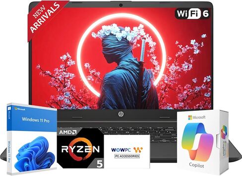 كمبيوتر محمول HP New Generation 15.6 بوصة FHD للأعمال والطلاب، AMD Ryzen 5 7530U (يتفوق على i7-1165G7)، ذاكرة الوصول العشوائي 16 جيجابايت، 1 تيرابايت PCIE، Wi-Fi 6، Bluetooth 5.3، Ethernet RJ-45، عمر البطارية 14.5 ساعة، Windows 11 Pro in Kuwait