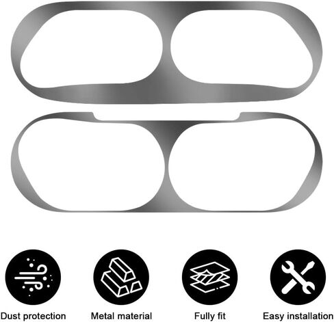 حافظة معدنية ضد الغبار لجهاز Apple AirPods Pro 3 - ملصق مغناطيسي رفيع للغاية، غطاء حماية ضد الغبار والخدش - يمنع نشارة الحديد / المعدن (متوافق مع AirPods Pro 3 فقط) (فضي) in Kuwait