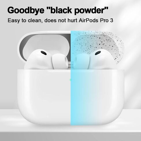 حافظة معدنية ضد الغبار لجهاز Apple AirPods Pro 3 - ملصق مغناطيسي رفيع للغاية، غطاء حماية ضد الغبار والخدش - يمنع نشارة الحديد / المعدن (متوافق مع AirPods Pro 3 فقط) (فضي) in Kuwait