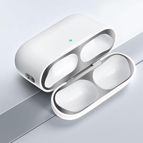 حافظة معدنية ضد الغبار لجهاز Apple AirPods Pro 3 - ملصق مغناطيسي رفيع للغاية، غطاء حماية ضد الغبار والخدش - يمنع نشارة الحديد / المعدن (متوافق مع AirPods Pro 3 فقط) (فضي) in Kuwait