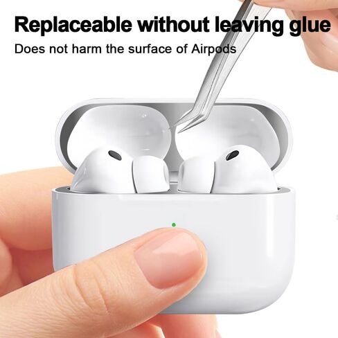 حافظة معدنية ضد الغبار لجهاز Apple AirPods Pro 3 - ملصق مغناطيسي رفيع للغاية، غطاء حماية ضد الغبار والخدش - يمنع نشارة الحديد / المعدن (متوافق مع AirPods Pro 3 فقط) (فضي) in Kuwait