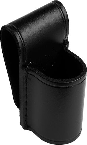 Black Flashlight Holder with Snap Back Belt Slide, Open Top and Open Bottom Holster, Fits Duty Belts up to 2.25 Inch, Made in USA in Saudi Arabia