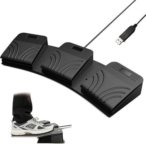 LYRIXEN PC Gaming Foot Pedal Switch, USB Mechanical 3-Key Macro Keyboard, Triple High-Response Tactile Switch for OSU FPS, Programmable with Onboard Memory for Windows Mac Linux in Kuwait