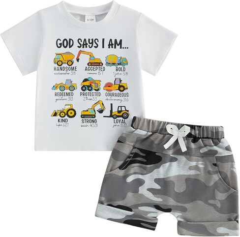 Toddler Baby Boy Summer Outfits Sailboat Embroidery Short Sleeve T-Shirt Tops Elastic Shorts Cute Infant Clothes in Kuwait