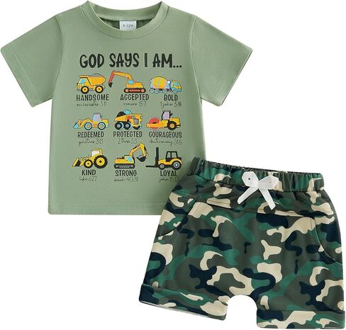 Toddler Baby Boy Summer Outfits Sailboat Embroidery Short Sleeve T-Shirt Tops Elastic Shorts Cute Infant Clothes in Kuwait
