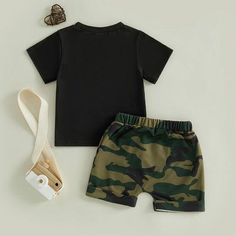 Toddler Baby Boy Summer Outfits Sailboat Embroidery Short Sleeve T-Shirt Tops Elastic Shorts Cute Infant Clothes in Kuwait