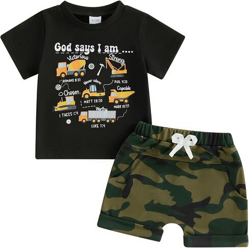 Toddler Baby Boy Summer Outfits Sailboat Embroidery Short Sleeve T-Shirt Tops Elastic Shorts Cute Infant Clothes in Kuwait