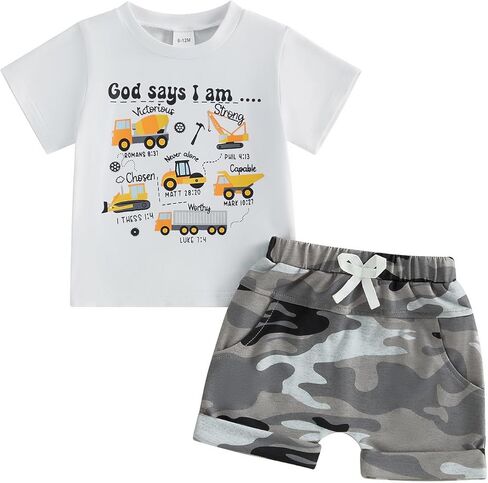 Toddler Baby Boy Summer Outfits Sailboat Embroidery Short Sleeve T-Shirt Tops Elastic Shorts Cute Infant Clothes in Kuwait