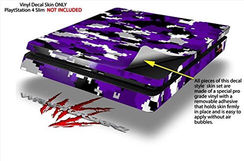 غلاف لاصق من الفينيل متوافق مع جهاز Sony PlayStation 4 Slim Console WraptorCamo Digital Camo Purple (PS4 غير متضمن) in Saudi Arabia