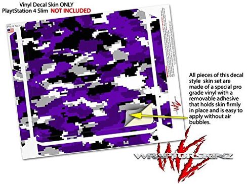 غلاف لاصق من الفينيل متوافق مع جهاز Sony PlayStation 4 Slim Console WraptorCamo Digital Camo Purple (PS4 غير متضمن) in Saudi Arabia
