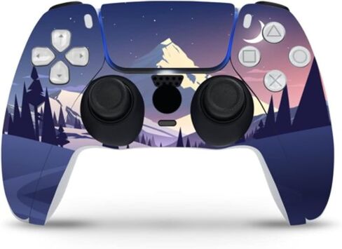 ZOOMHITSKINS متوافق مع بشرة PS5، منظر طبيعي للجبال الزرقاء والثلج والقمر السماء، متين، خالي من الفقاعات، إصدار مع قرص، مقطوع بدقة in Saudi Arabia
