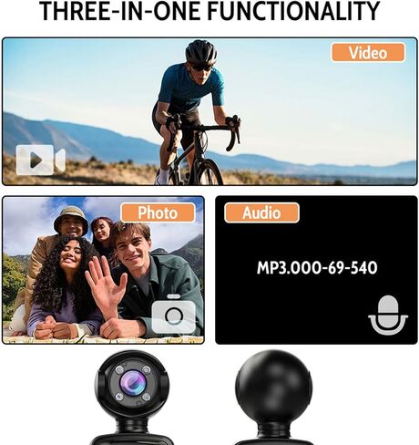 Vikye 1080P WiFi Body Action Camera, 180 Rotatable Lens Video Recorder with 1.5 Inch Screen and Night Vision, for Cycling Law Enforcement Outdoor in Saudi Arabia