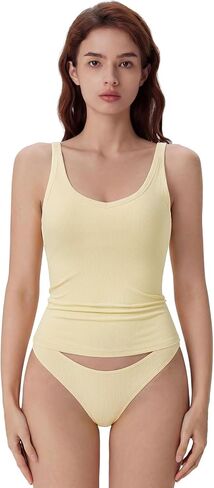 SUUKSESS Women Padded Cotton Ribbed V Neck Tank Top Summer Basic Going Out Tops in Saudi Arabia