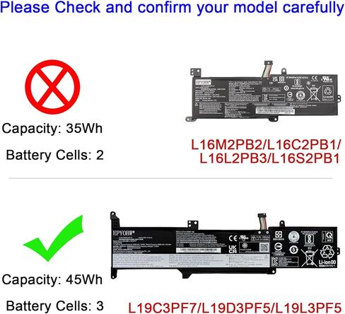 بطارية كمبيوتر محمول L19C3PF7 بقدرة 45 وات في الساعة متوافقة مع Lenovo IdeaPad 3-14ADA05 3-14ARE05 / IdeaPad 3-15ADA05 3-15ARE05 / V14 G1-IML / V15 G1-IML Series L19L3PF5 L19D3PF5 5B10X02602 SB10X02601 in Kuwait
