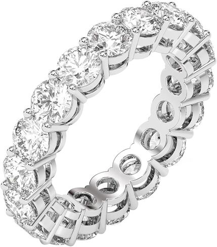 Dazzlingrock Collection 4.25 Carat GRA Certified D Color VVS1 Round Eternal Radiance Moissanite Eternity Wedding Band for Women in 925 Sterling Silver in Saudi Arabia
