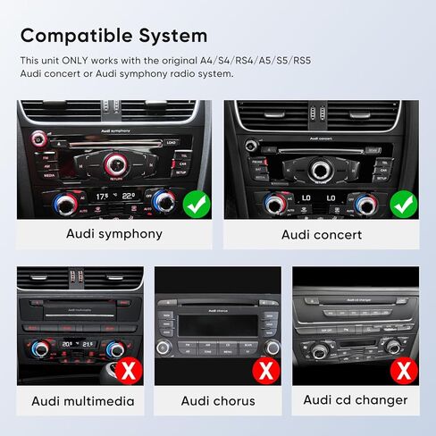 شاشة تعمل باللمس لسيارة Audi A4 A5 S4 S5 RS4 RS5 (2009-2016) مدمجة في Android Auto CarPlay Bluetooth ترقية راديو السيارة في المصنع تحتفظ بنظام مكبر الصوت الاستريو الأصلي (10.25 A4 Symphony) in Kuwait