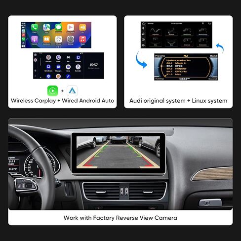 شاشة تعمل باللمس لسيارة Audi A4 A5 S4 S5 RS4 RS5 (2009-2016) مدمجة في Android Auto CarPlay Bluetooth ترقية راديو السيارة في المصنع تحتفظ بنظام مكبر الصوت الاستريو الأصلي (10.25 A4 Symphony) in Kuwait