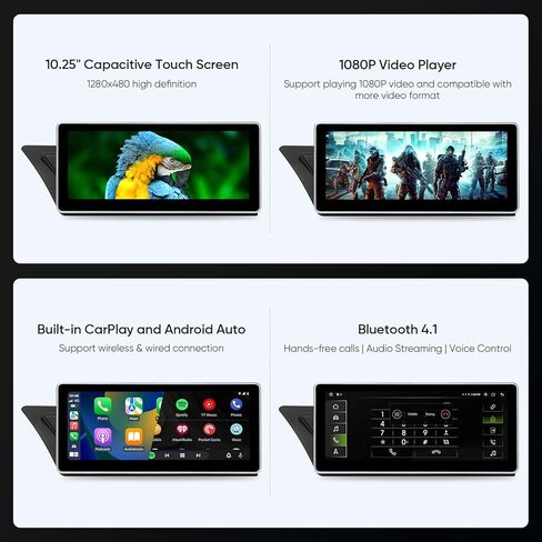شاشة تعمل باللمس لسيارة Audi A4 A5 S4 S5 RS4 RS5 (2009-2016) مدمجة في Android Auto CarPlay Bluetooth ترقية راديو السيارة في المصنع تحتفظ بنظام مكبر الصوت الاستريو الأصلي (10.25 A4 Symphony) in Kuwait