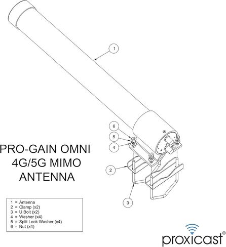 Proxicast Pro-Gain 4G / 5G MIMO Antenna - Wide-Band Omni-Directional for Cellular Modems & Routers on Verizon, ATT, T-Mobile, Telus, Bell Canada, Rogers, Movistar, Telcel, Claro (ANT-127-05M Carbon) in Saudi Arabia
