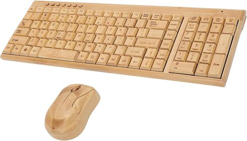 GOWENIC Bamboo Keyboard and Mouse, 2.4G Wireless Keyboard and Mouse Set with USB Receiver for Computer Laptop, AAA Battery Powed in Saudi Arabia