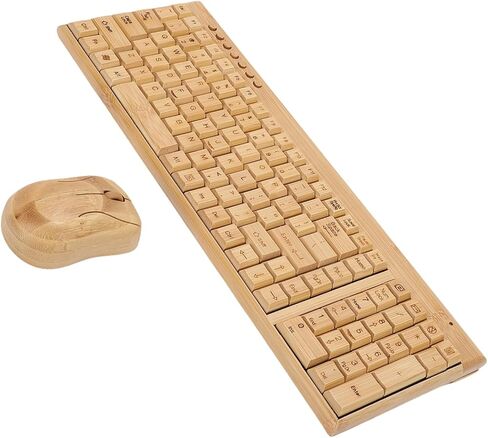 GOWENIC Bamboo Keyboard and Mouse, 2.4G Wireless Keyboard and Mouse Set with USB Receiver for Computer Laptop, AAA Battery Powed in Saudi Arabia