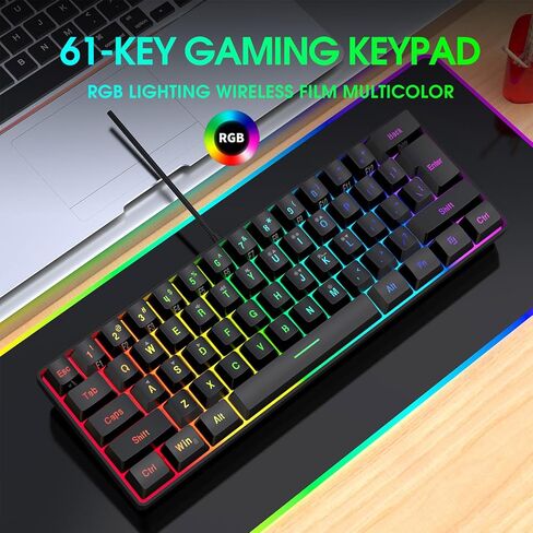 ASHATA RGB Gaming Keyboard and Backlit Mouse Combo, USB Wired, Wired Computer Keyboards Gaming with Mousepad, Ergonomic Design, for PC Laptop Game and Work (Black Set) in Kuwait