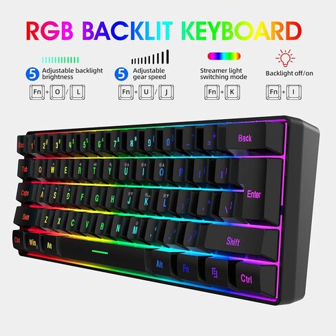 ASHATA RGB Gaming Keyboard and Backlit Mouse Combo, USB Wired, Wired Computer Keyboards Gaming with Mousepad, Ergonomic Design, for PC Laptop Game and Work (Black Set) in Kuwait