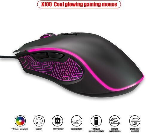 ASHATA RGB Gaming Keyboard and Backlit Mouse Combo, USB Wired, Wired Computer Keyboards Gaming with Mousepad, Ergonomic Design, for PC Laptop Game and Work (Black Set) in Kuwait