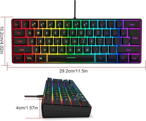 ASHATA RGB Gaming Keyboard and Backlit Mouse Combo, USB Wired, Wired Computer Keyboards Gaming with Mousepad, Ergonomic Design, for PC Laptop Game and Work (Black Set) in Kuwait