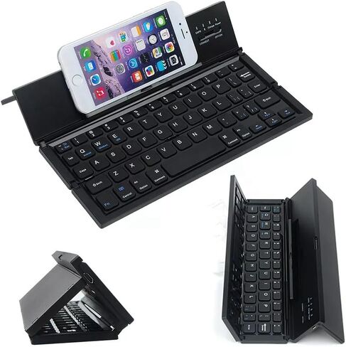 لوحة مفاتيح لاسلكية صغيرة للسفر متوافقة مع Samsung Galaxy S25 Ultra/S25/S25+/S25Plus/S25 Edge/S25FE حامل هاتف مدمج/حامل لوحة مفاتيح كاملة الحجم قابلة للطي وقابلة لإعادة الشحن! in Saudi Arabia