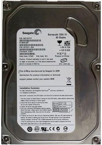 St380815a سيجيت باراكودا 80 جيجا بايت 7200 دورة في الدقيقة Ultra Ata-100 Ide Buffer 8 ميجا بايت in Saudi Arabia