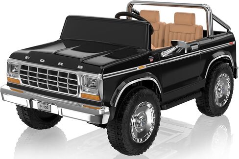 ANPABO Licensed Ford F-150 24V 2 Seater Ride on Car for Kids, 4x100W Motors Electric Car for Boys & Girls w/Remote Control, Retro Style, 3-Speeds, Large Storage Box, Music Player, Aged 3-8, Dark Blue in Saudi Arabia