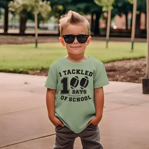 100 Days of School Shirt for Toddler Boy I Tackled 100 Days Football T-Shirt Kids 100th Day School Short Sleeve Tee in Saudi Arabia