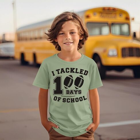 100 Days of School Shirt for Toddler Boy I Tackled 100 Days Football T-Shirt Kids 100th Day School Short Sleeve Tee in Saudi Arabia