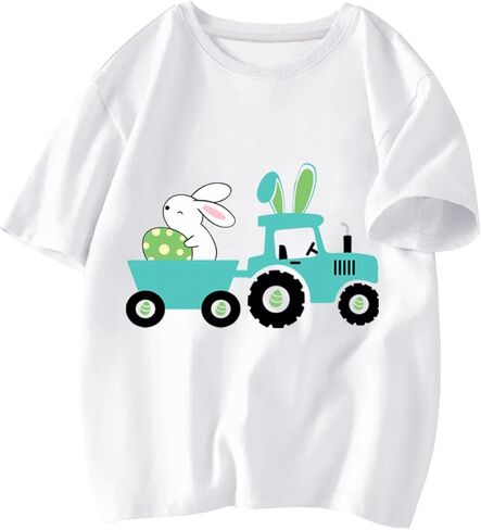 Easter Shirts for Boys Girls Toddler Kids Children Bunny Eggs Tractor Monster Truck Graphic Tees Outfit T-Shirt Top 2T-7T in Saudi Arabia
