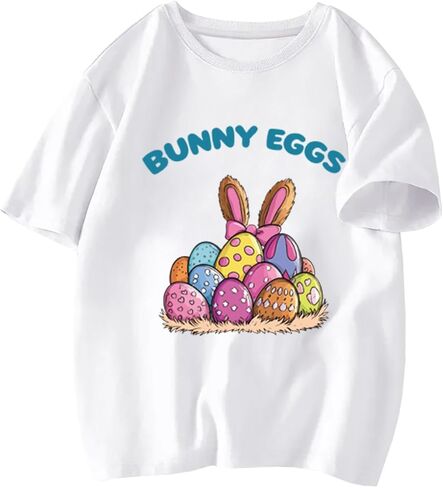 Easter Shirts for Boys Girls Toddler Kids Children Bunny Eggs Tractor Monster Truck Graphic Tees Outfit T-Shirt Top 2T-7T in Saudi Arabia